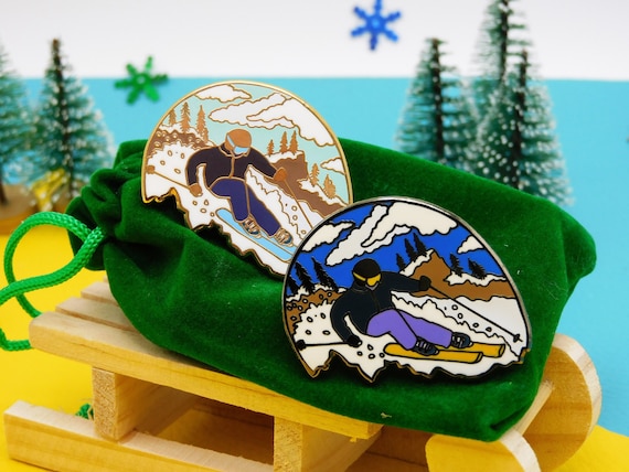 Skier Enamel Pin: Winter Mountain Lapel Pin
