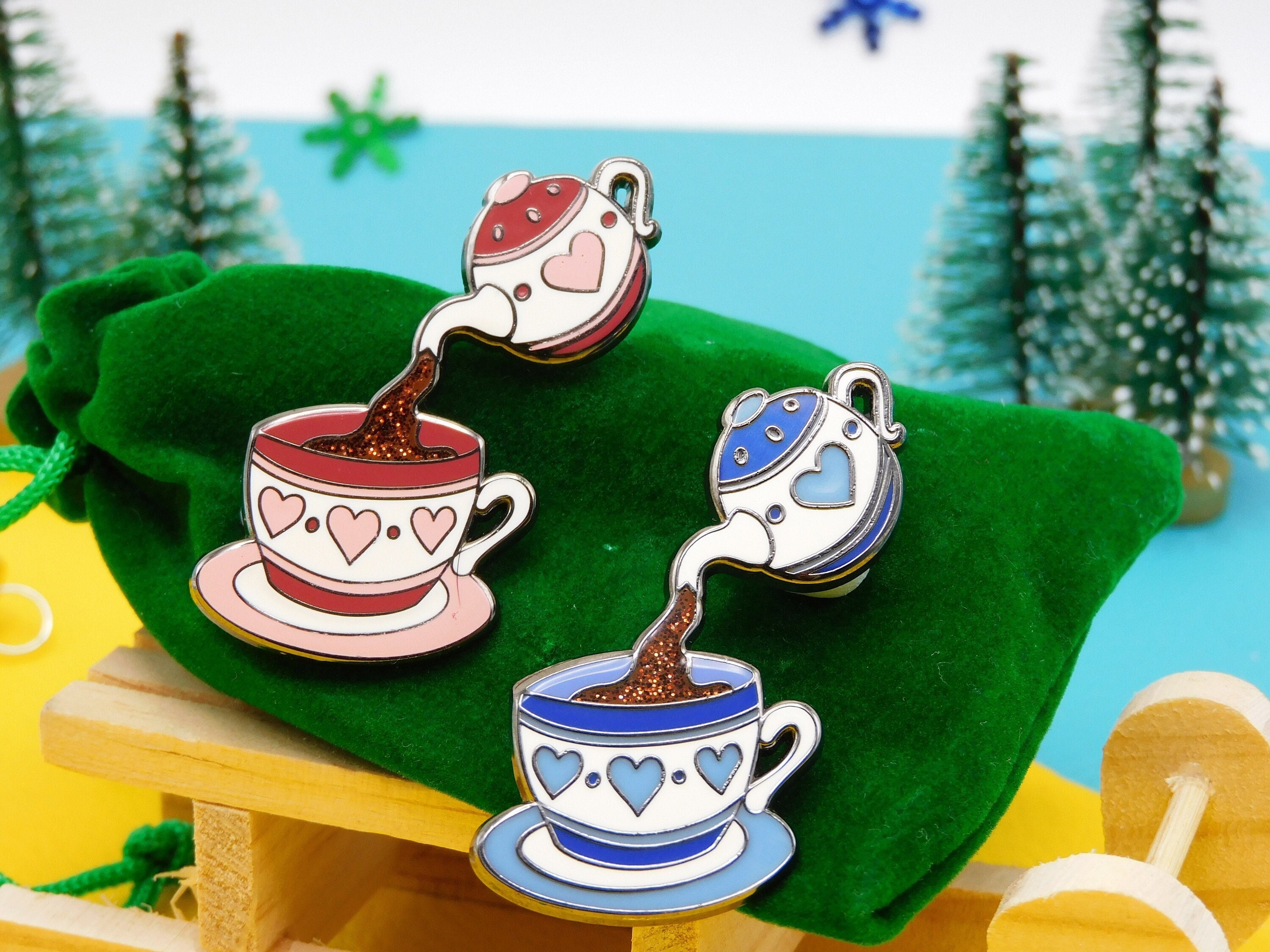 Pot of Tea Enamel Pin Badge Glitter Tea Pins Tea Lover Lapel Etsy