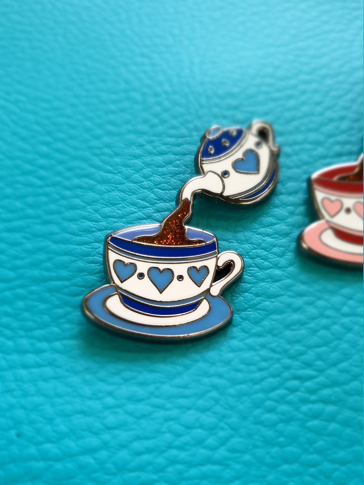 Pot of Tea Enamel Pin Badge Glitter Tea Pins Tea Lover Lapel Etsy