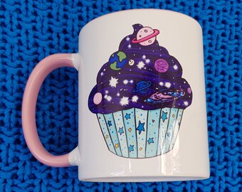 Cosmic Cupcake Mug, Space Cake Ceramic Mug