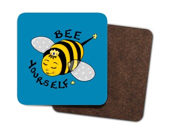 Bee Yourself Coasters, Queen Bee coaster, sold as single or set of 4