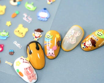 Anime Nail Stickers, Cartoon Nail Decals, 5D Embossed Nail Stickers, Nail Supply, DIY Nails