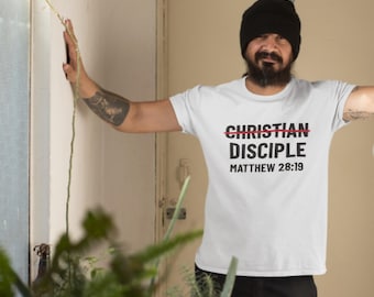 Christian Disciple-T-shirt Mattheüs 28:19, op geloof gebaseerde kleding