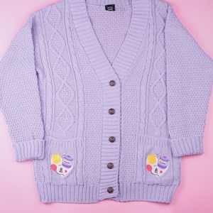Pooh Bear Heart Embroidered Lilac Cardigan