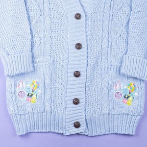 UP Heart Embroidered Blue Cardigan