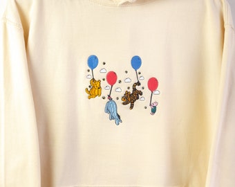 Winnie Balloons Embroidered Hoodie - Cream