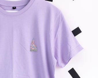 Disneyland Paris Castle Embroidered T-Shirt - Light Purple