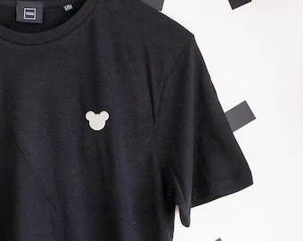 Minimal Mickey Embroidered T-Shirt - Black