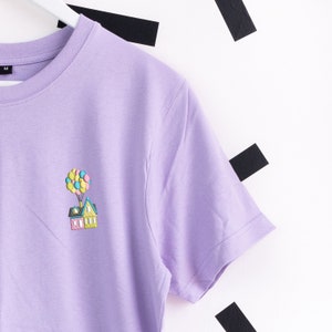 Up House Embroidered T-Shirt - Light Purple