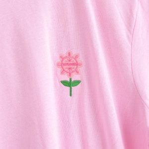 It&#39;s A Small World Flower Embroidered T-Shirt - Pink
