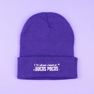 It&#39;s all just a bunch of... Embroidered Beanie - Purple