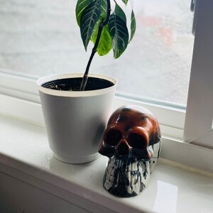 Skull | Half & Half - Concrete/Epoxy Mix | Unique Home Decor
