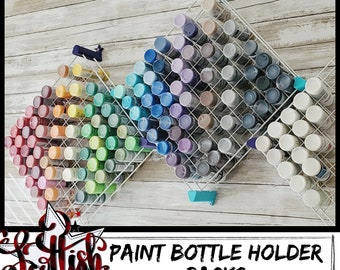 Paint Bottle Holder | Wall-mounted | Metal Paint Storage | Hair Salon Colors | Tattoo Ink holder | Craft Paint holder | 81 2oz paint bottles