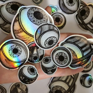 Waterproof Planet Eyes, Solar System, Galaxy, Dark Art Decal, Holographic Vinyl Sticker