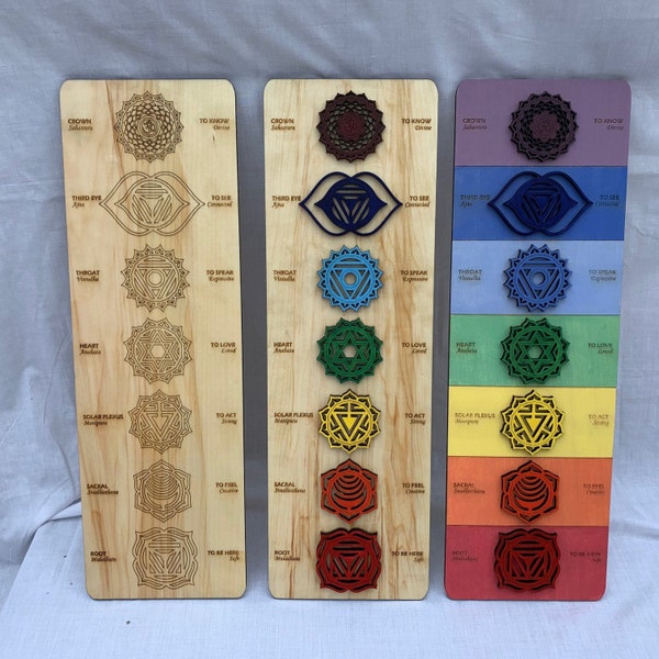 SEVEN CHAKRA Decoration Wallart/Wallhanging - Laser Engraved/Cut, Hand Painted!