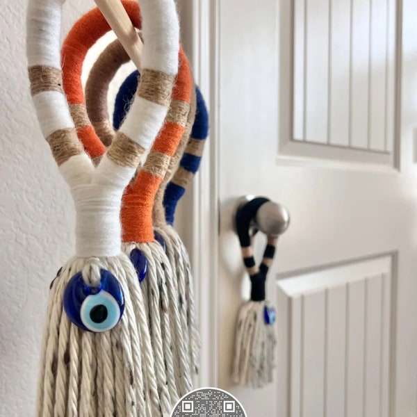 Guardian Amulet Tassel with Evil Eye Décor | Home, Studio, Room Décor | Evil Eye Home Protection | Modern Minimalist Home Décor