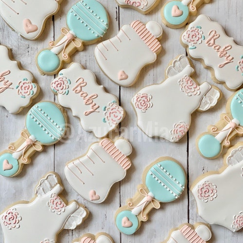 Coral and Pink Baby Shower Sugar Cookies Garden Baby Shower Etsy