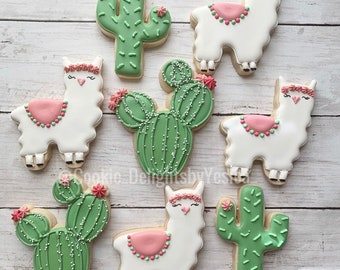 Llama and Cactus Sugar Cookies