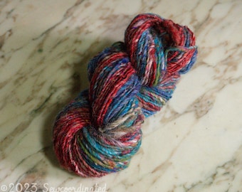 Art Yarn Single Ply: "Sage's Quilt" Colorway