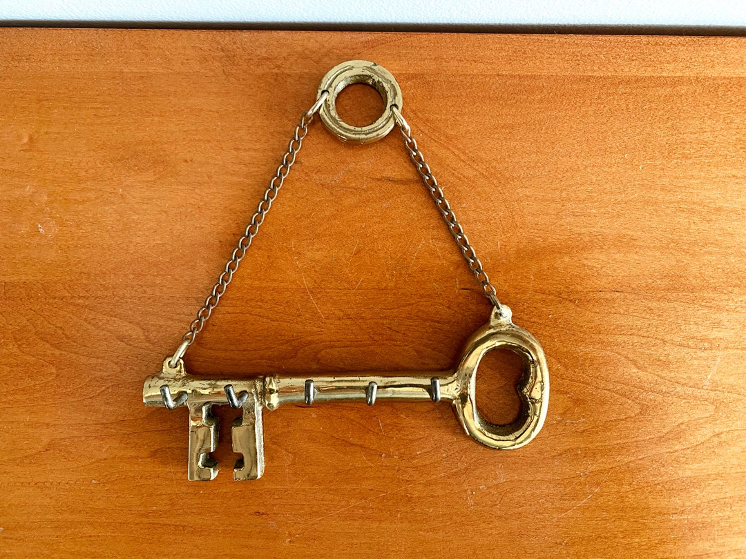 Vintage Solid Brass Key Hook Etsy