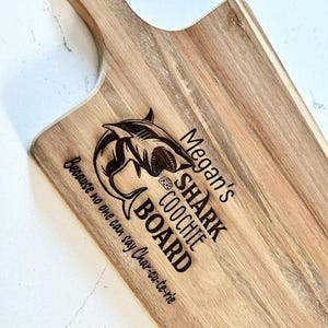 Personalized Wooden Shark Coochie Board, Birthday Gift, Cheese Board, Charcuterie Board, Funny Gift, Cutting Board, Shark Gifts, Custom Made