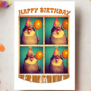 Carte de voeux photobooth rétro mésange, cartes d'anniversaire drôles pour les ornithologues amateurs, amateurs de mésanges, cadeau carte d'anniversaire original pour lui ou elle