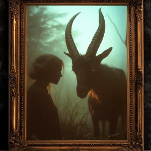 Black Phillip Wall Art, Black Goat Print, Occult Art, Dark Moody Prints, Horror Witchy Room Decor, Wiccan Goth Art, Gothic Gift