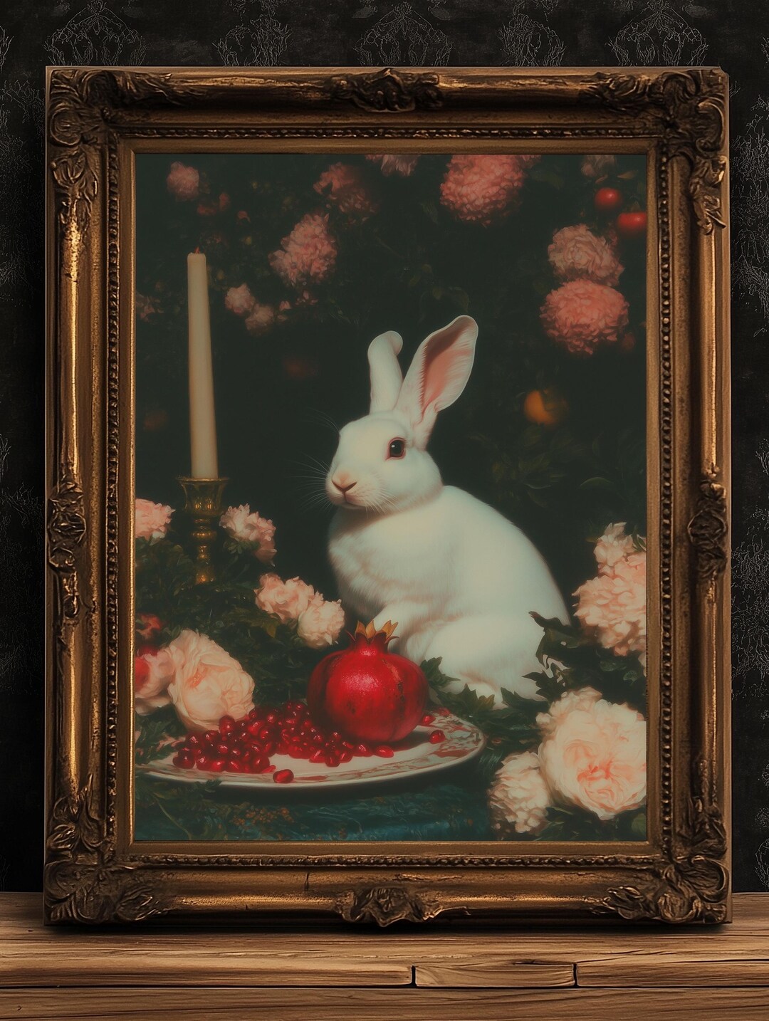 White Rabbit Poster, Dark Cottagecore Art Print, Whimsigoth Decor ...