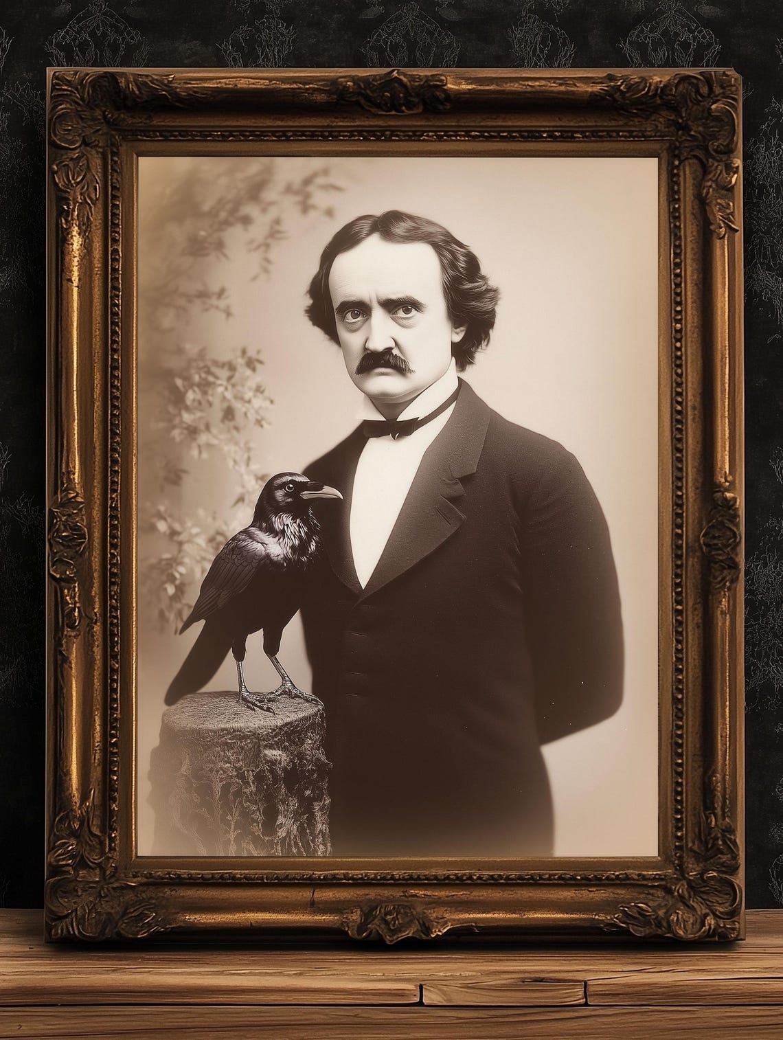 Gothic Raven Gothic Portrait Poster, Vintage Edgar Allan Poe Wall Art ...