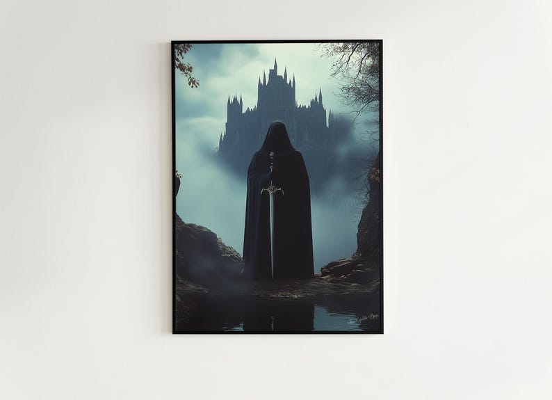 Medieval Knight Art Print, Gothic Fantasy Warrior Wall Decor, Epic ...