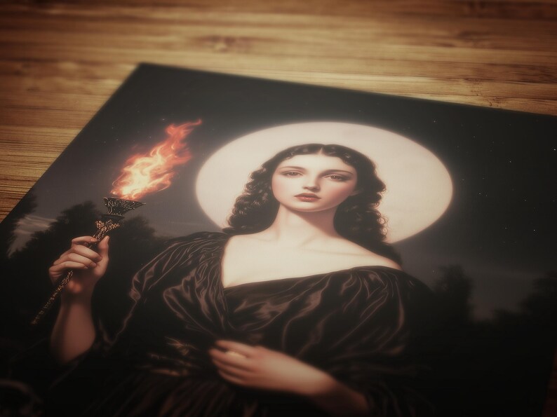 dark academia decor, greek goddess poster, greek mythology, dark romance, booknook decor, whimsigoth decor, ancient greek, divine feminine, hekate poster, hecate wall art, witchcore room decor, witch painting, dark aesthetic print