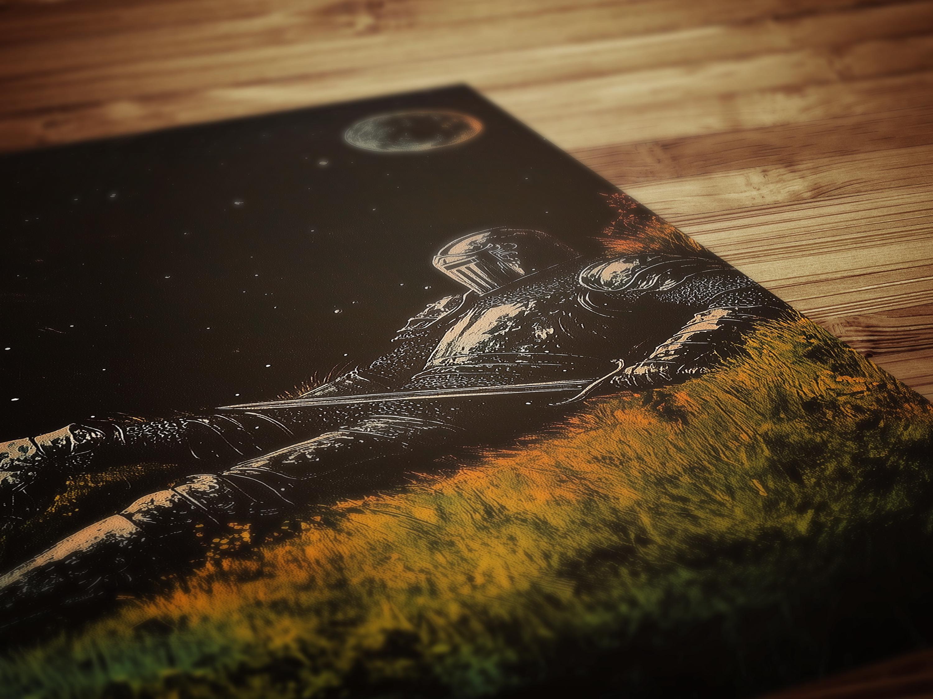 Celestial Knight Art Print – Retro Medieval Goth Fantasy Wall Decor ...
