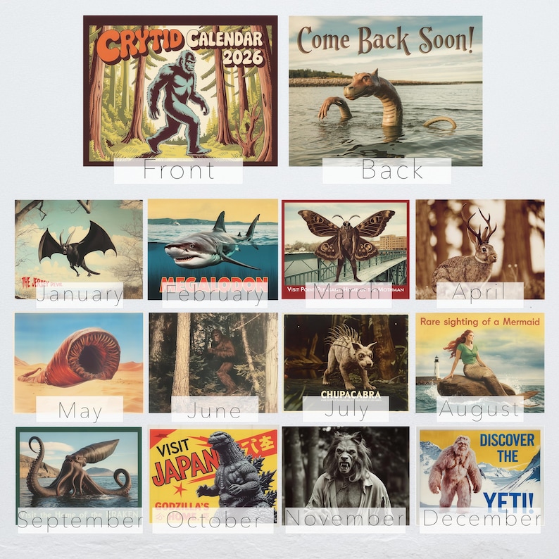 2026 Cryptid Nostalgic Art Calendar Featuring Mythical Creatures ...