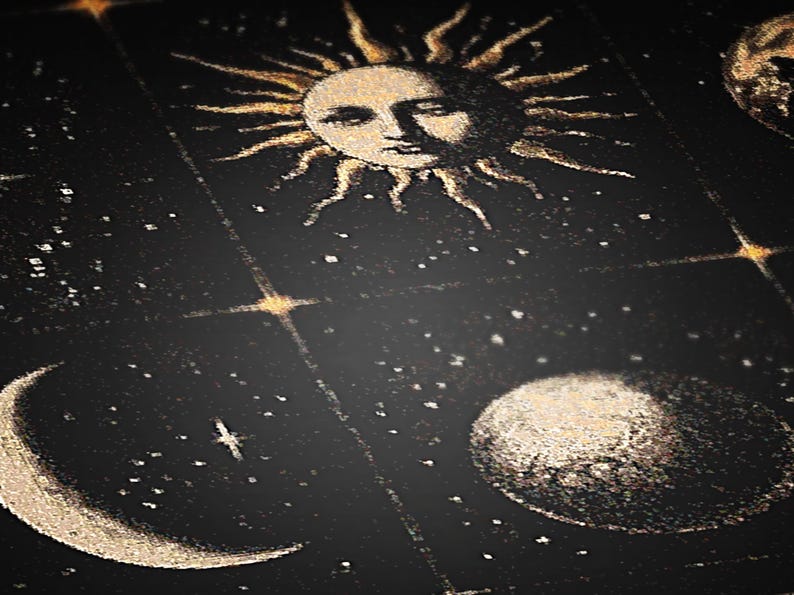antique tapestry, large tapestry, large wall tapestry, nature tapestry, woven wall art, whimsigoth decor, woven throw blanket, boho woven blanket, sun and moon blanket, celestial throw, bohemian home decor, sun moon tapestry, astrology inspired