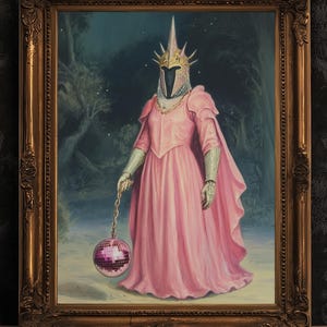 Whimsigoth Pink Witch King Wall Art Print, Gothic Fantasy Renfaire Poster, LOTR Fanart Halloween Decor, Dark Academia Witchy Decor