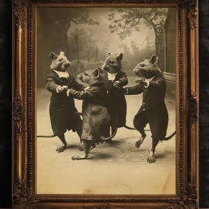 The Dance of Rats, Vintage Victorian Photograph, Wall Decor Art Print for Rat Lovers, Art Printable, Retro Weird Stuff Art Gift