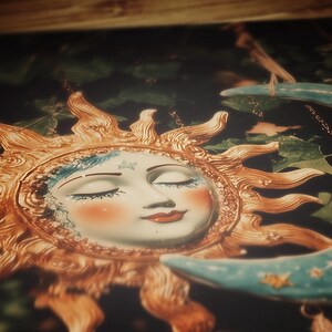 dark academia, dark cottagecore, whimsigoth decor, fairycore decor, witch painting, moon art, whimsical decor, whimsical wallpaper, 90s celestial sun, sun and moon print, best selling items, celestial decor, tarot art print