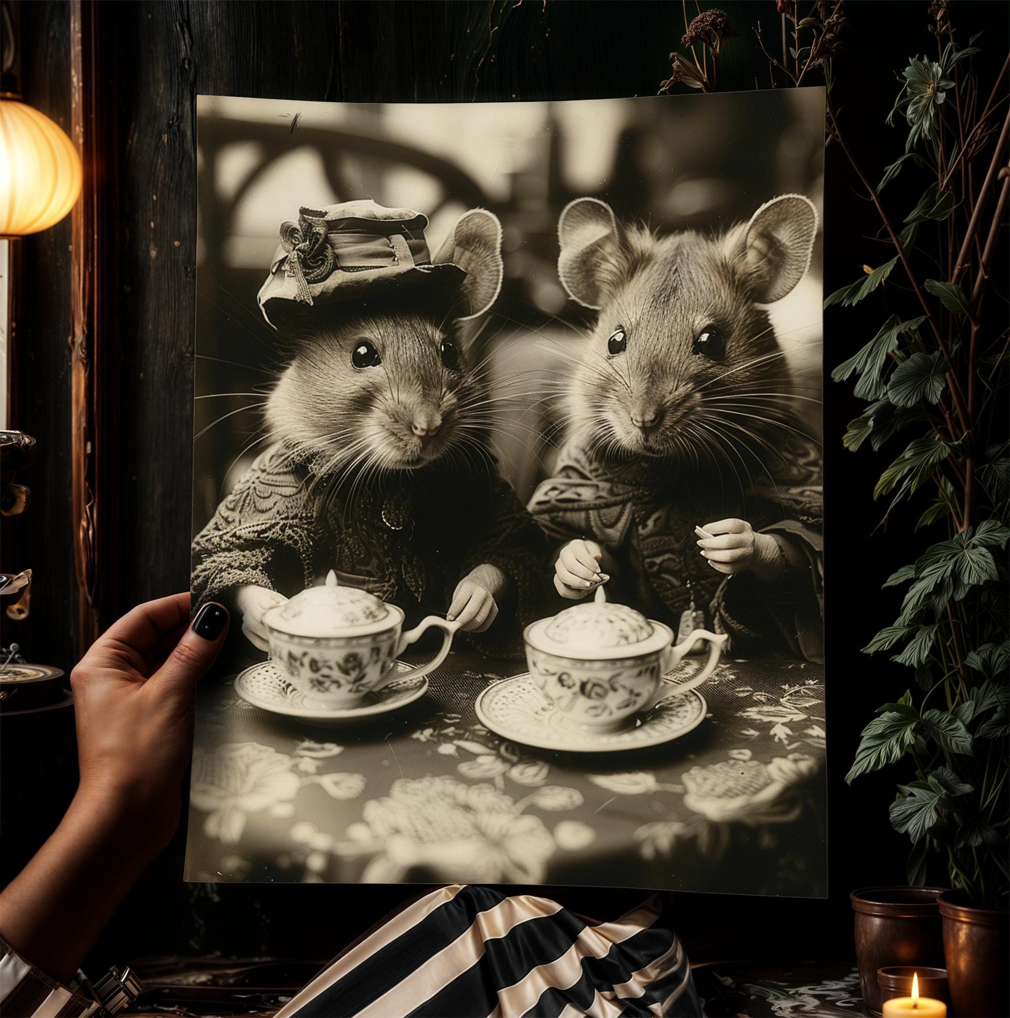 Victorian Rats Victorian Rats Tea Party, Vintage Whimsigoth Decor Poster, Cute Gothic ...