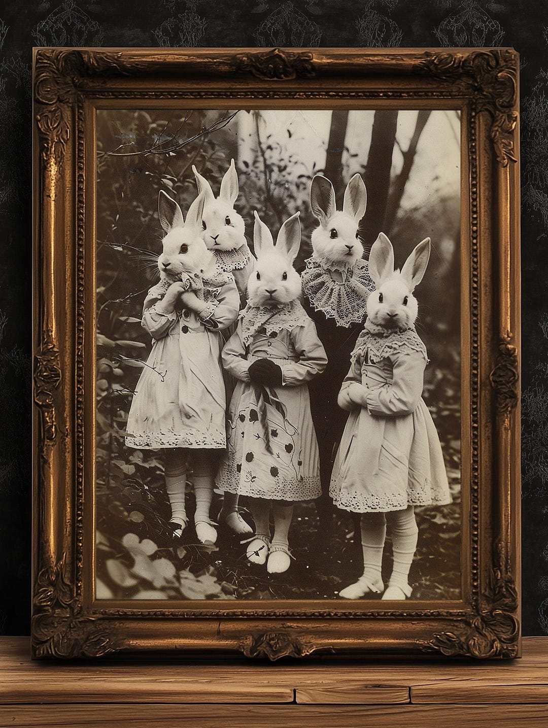 Rabbit Cult in the Forest, Creepy Vintage Photography, Art Poster Print ...