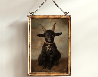 Gothic Baby Black Phillip Wall Art, Digital Download, Satanic Baphomet Poster, Witchcraft Aesthetic Painting, Dark Horror Witchy Home Decor