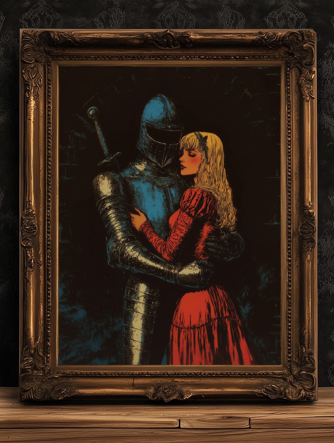 Knight Goodbye One Last Goodbye, Knight and Lady Poster, Dark Fantasy Art Print ...