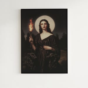 dark academia decor, greek goddess poster, greek mythology, dark romance, booknook decor, whimsigoth decor, ancient greek, divine feminine, hekate poster, hecate wall art, witch painting, dark aesthetic print, goddess wall decor