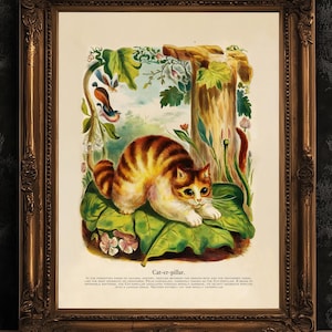 The Rare CAT-erpillar Art Print, Insects & Cat Lover Gift, Whimsighoth Animal Wall Art, Surreal Cat Poster, Quirky Decor, Weird Stuff Gift