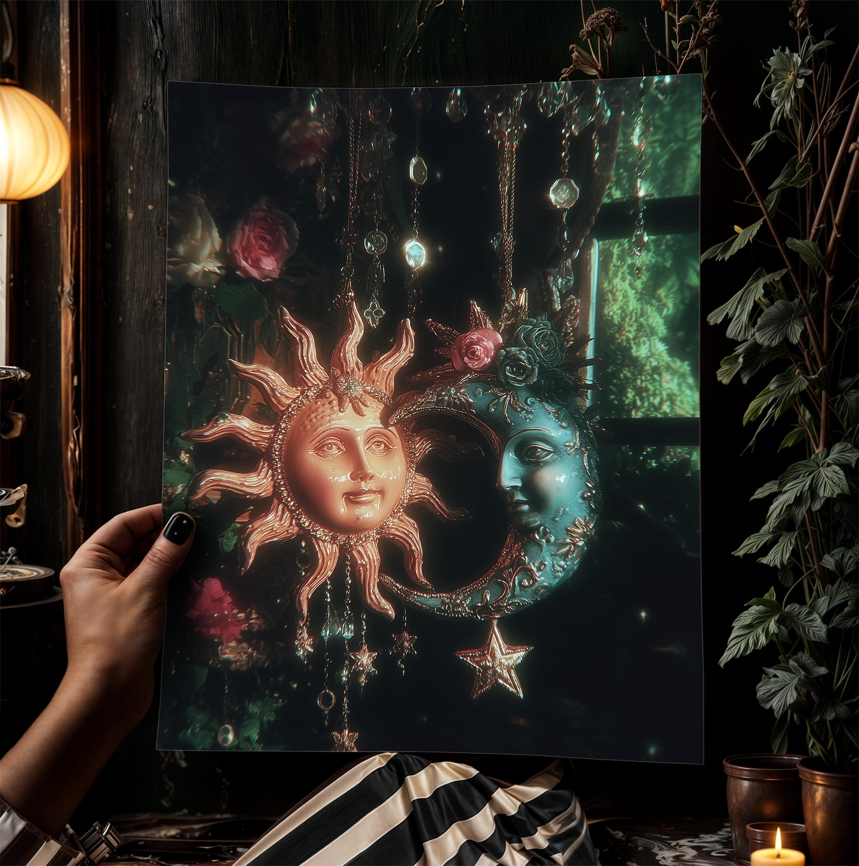 Whimsical Sun and Moon Print, 90s Whimsigoth Decor, Celestial Magical Home  Decor, Sun Moon Poster, Cosy Witchy Print - Etsy Israel, image size:2976x3000