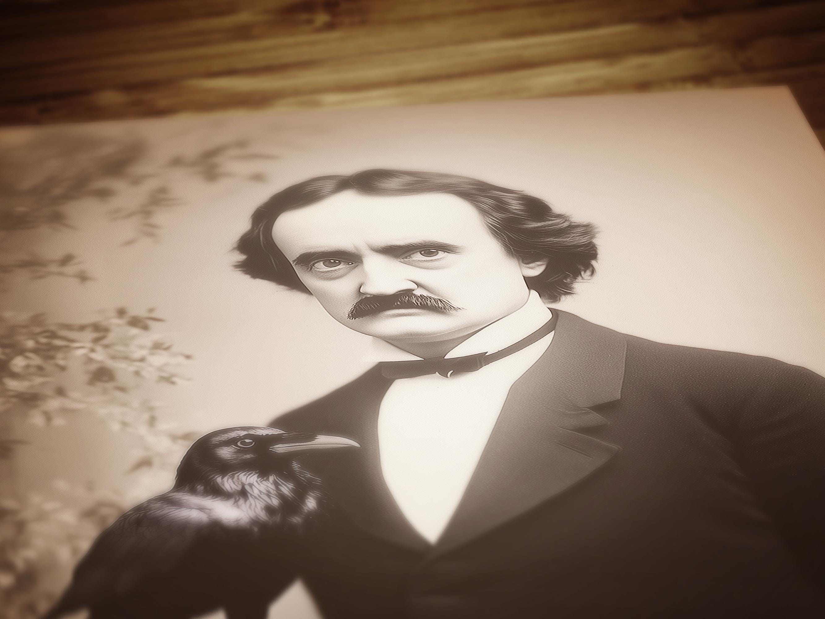 Gothic Raven Gothic Portrait Poster, Vintage Edgar Allan Poe Wall Art ...