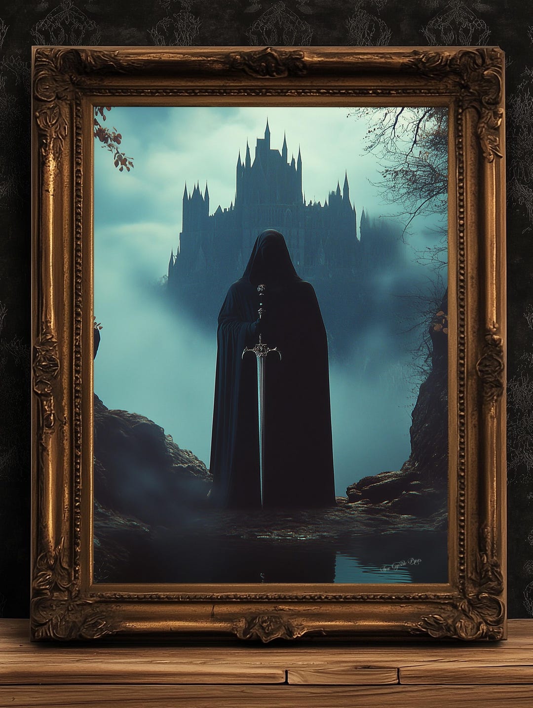Medieval Knight Art Print, Gothic Fantasy Warrior Wall Decor, Epic ...