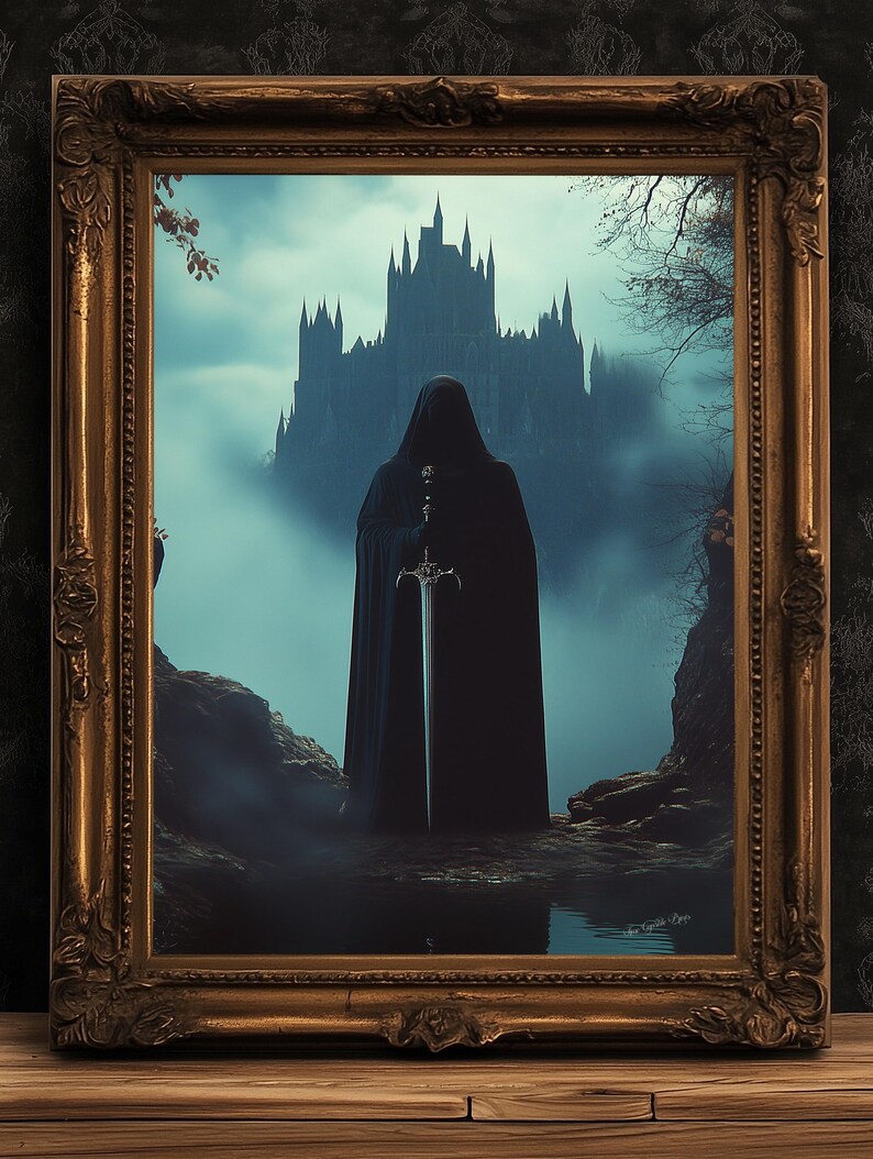 Medieval Knight Art Print, Gothic Fantasy Warrior Wall Decor, Epic ...