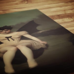 vintage poster, art poster print, dark academia, victorian wall art, gothic painting, halloween decoration, witch art print, nature witch print, dark fantasy poster, moonlit gothic scene, bat woman painting, lilith painting, queen of demons