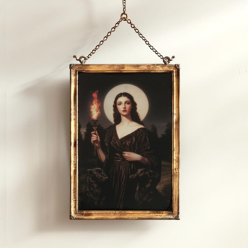 dark academia decor, greek goddess poster, greek mythology, dark romance, booknook decor, whimsigoth decor, ancient greek, divine feminine, hekate poster, hecate wall art, witchcore room decor, witch painting, dark aesthetic print