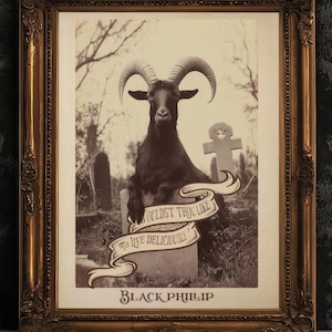 Black Phillip Wall Art, Black Goat Print, Occult Art, Dark Moody Prints, Cottagecore, Witchy Room Decor, Wiccan, Goth Art, Gothic Gift